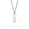 304 Stainless Steel Rectangle with Laser Cut Initial Pendant Necklaces FS-WG71FEF-20-1