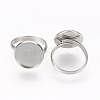 Tarnish Resistant Adjustable 304 Stainless Steel Finger Rings Components STAS-L193-P-14mm-2
