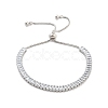 Brass Pave Clear Cubic Zirconia Rectangle Box Chain Slider Bracelets BJEW-YWC0002-05B-P-1