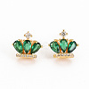 Brass Micro Pave Cubic Zirconia Stud Earrings KK-S356-251-NF-1