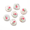 Flat Round Enamel Natural Cultured Freshwater Pearl Beads BSHE-G028-01A-1