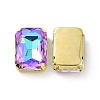 Rectangle Octagon Shape Sew on Glass Rhinestone DIY-E062-01G-01-2