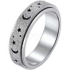 Non-Tarnish 201 Stainless Steel Moon and Star Rotatable Finger Ring MOST-PW0001-005G-05-1