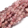Natural Strawberry Quartz Gemstone Nuggets Bead Strands G-J336-27-1