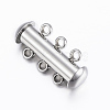 Tarnish Resistant 3-Strands 304 Stainless Steel Slide Lock Clasps STAS-H402-35P-1
