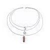 Bullet Natural Unakite Pendant Tiered Necklaces NJEW-JN02457-02-1