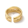 Rack Plating Heart Brass Micro Pave Cubic Zirconia Open Cuff Rings for Women RJEW-G320-02G-3