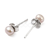 Natural Pearl Round Bead Stud Earrings EJEW-E298-01A-03P-2