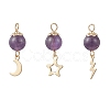 3Pcs 3 Styles Natural Amethyst Pendants PALLOY-JF04756-01-1