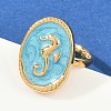 304 Stainless Steel Enamel Open Cuff Rings for Women RJEW-K301-06B-01-1