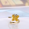 Fashion Butterfly Alloy Enamel Cuff Rings RJEW-BB20413-A-8-3