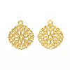 Flat Round Brass Flower Filigree Findings Charms Pendants X-KK-O015-05G-2