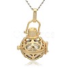 Golden Tone Brass Hollow Round Cage Pendants KK-J235-04G-1