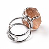 Natural Rose Quartz Nuggets Cuff Ring RJEW-G271-01P-01-4