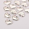 Wedding Theme Antique Silver Tone Tibetan Style Heart with Page Boy Rhinestone Charms TIBEP-N005-14D-2