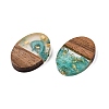 Transparent Resin and Walnut Wood Pendants RESI-T057-04I-3