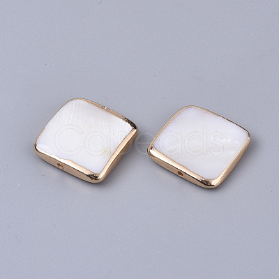 Edge Golden Plated Natural Freshwater Shell Beads X-SHEL-S276-47-1