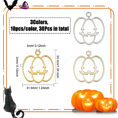 CHGCRAFT 30Pcs 3 Colors Autumn Plating Alloy Open Back Bezel Pendants FIND-CA0007-79-1