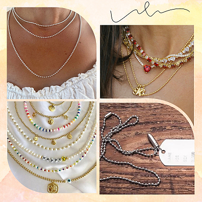 30Pcs 2 Colors Iron Ball Chain Necklace Making MAK-SP0001-06A-1