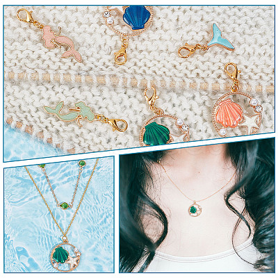 Ocean Theme Mermaid/Shell Pendant Stitch Markers HJEW-AB00417-1