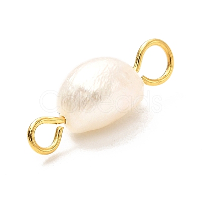Natural Cultured Freshwater Pearl Beads Links Connectors X1-PALLOY-JF00941-02-1