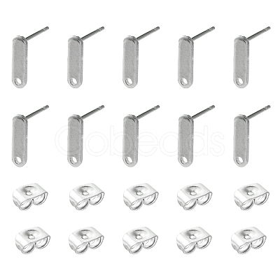 10Pcs 201 Stainless Steel Stud Earring Findings with Hole EJEW-FS0001-14D-1