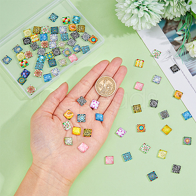 Mosaic Printed Glass Cabochons GGLA-DC0001-03A-1