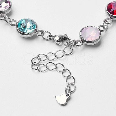 304 Stainless Steel Glass Link Bracelets BJEW-JB02795-1