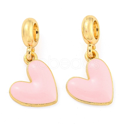 Rack Plating Alloy Enamel Heart European Dangle Charms FIND-B034-20G-1