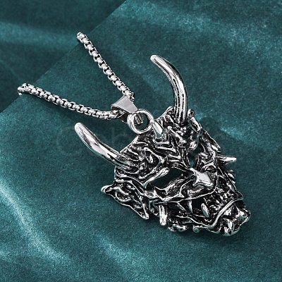 Tibetan Style Zinc Alloy Viking Pendant Necklaces NJEW-Z062-01AS-03-1
