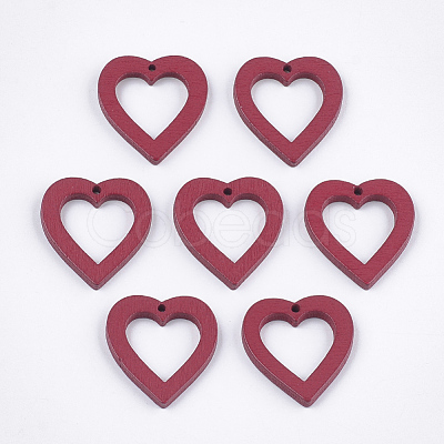 Painted Poplar Wood Pendants WOOD-T021-06B-1