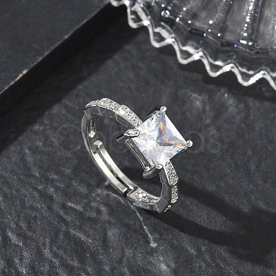 Brass & Clear Cubic Zirconia Finger Rings CU-CBA7E55-09P-1