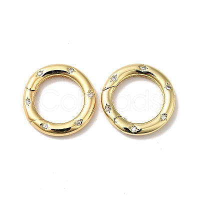 Brass Pave Clear Cubic Zirconia Spring Gate Rings X-KK-J301-15G-1