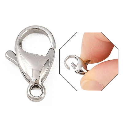 Non-Tarnish 316 Surgical Stainless Steel Lobster Claw Clasps X-STAS-316-FL15A-1