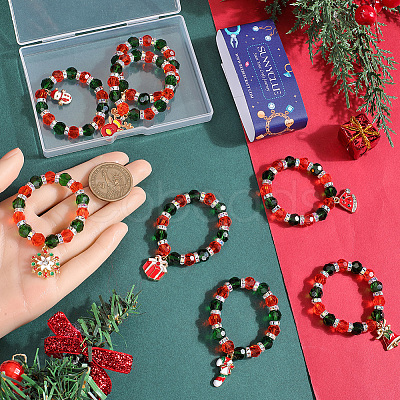 Christmas Theme Glass Beaded Napkin Rings AJEW-SC00029-1