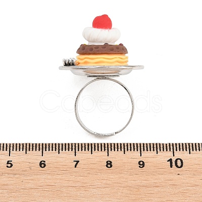 Afternoon Tea Resin & Plastic Adjustable Finger Rings for Women RJEW-K317-01C-1
