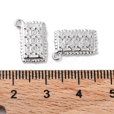 Brass Micro Pave Clear Cubic Zirconia Charms KK-F871-37P-1