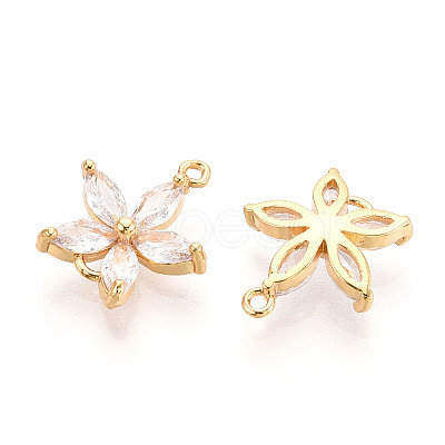Brass Pave Clear Cubic Zirconia Connector Charms KK-T078-03G-04-1