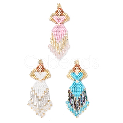 3Pcs 3 Colors Glass Seed Beaded Angel Pendants PALLOY-MZ0089296-1