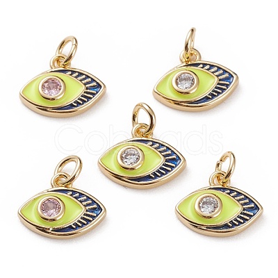 Brass Micro Pave Clear Cubic Zirconia Charms KK-C100-15G-B01-1