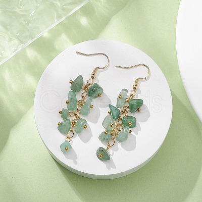 Natural Green Aventurine Chips Dangle Earrings EJEW-JE05266-05-1