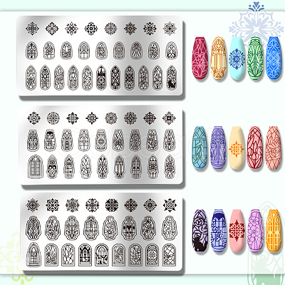 Stainless Steel DIY Nail Art Templates MRMJ-WH0092-064-1