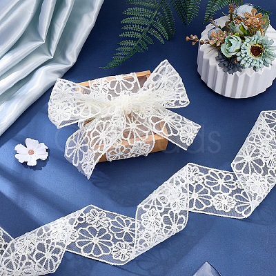 10Yards Polyester Embroidery Mesh Flower Lace Ribbon OCOR-GF0005-41C-1