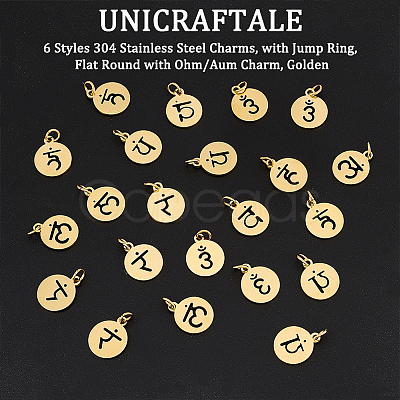 24Pcs 6 Styles 304 Stainless Steel Charms STAS-UN0048-91-1