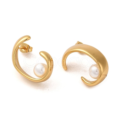 Ring 304 Stainless Steel Stud Earrings EJEW-U003-32G-1