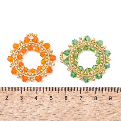 4Pcs 4 Colors Imitate Austrian Crystal Bicone Glass & Seed Glass Pendants PALLOY-MZ01305-1