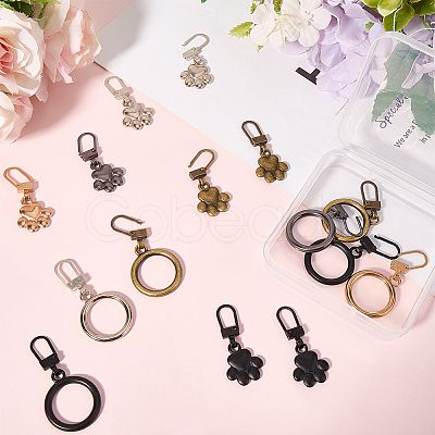 20Pcs 10 Styles Alloy Zipper Puller FIND-GF0007-97-1