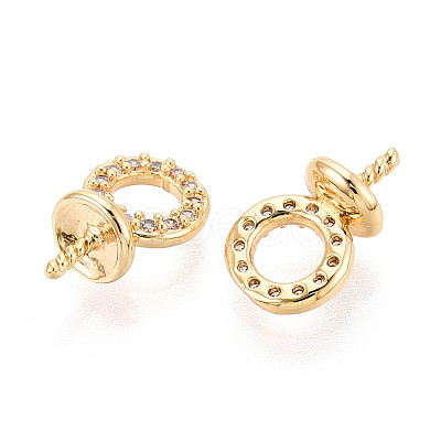 Brass Pave Clear Cubic Zirconia Peg Bails KK-T077-28G-1