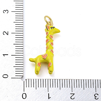 Giraffe Rack Plating Brass Enamel Pendants KK-Q804-15G-1