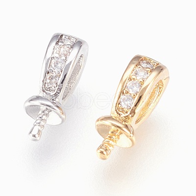 Brass Cup Pearl Peg Bails Pin Pendants KK-P150-17-1
